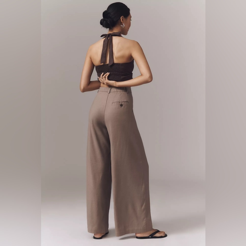 NWT! Anthropologie Avery Linen Pleated Wide-Leg Trousers by Maeve 🎡💐 - Picture 4 of 5